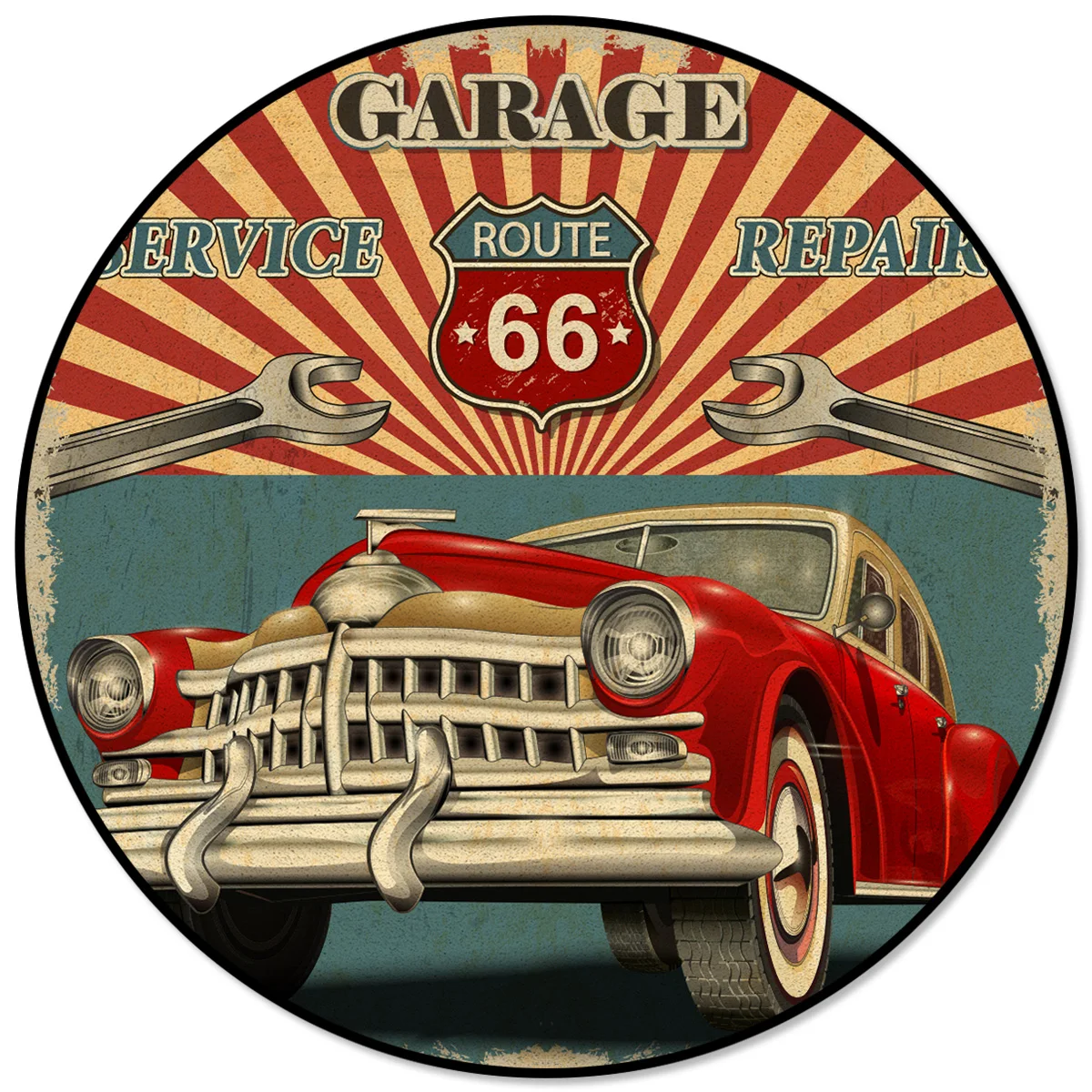 Классический постер ретро автомобиль Route 66 круглый ковер ковры для декора гостиной ковры для детской комнаты Коврики для спальни современные коврики