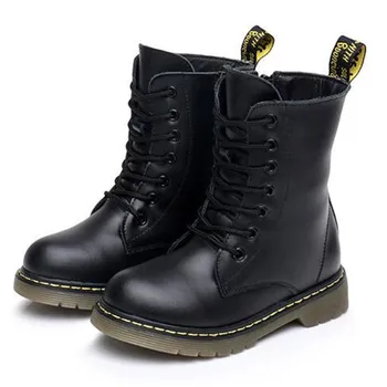 

Martin Boots Kids Winter Genuine Leather Plush Snow Boots For Girls Boys Casual Walking Leisure Outdoor Ankle Toddlers Shoes