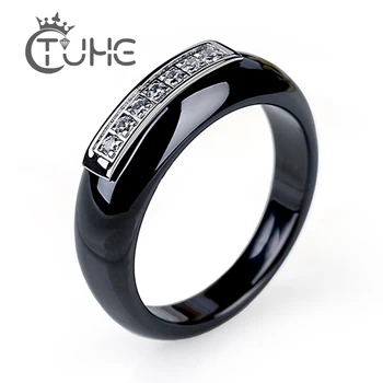 

Punk Style AAA CZ Engagement Rings for Women/Men With Bling Crystal Smooth Healthy Ceramic Alien Finger Rings Christmas Gift