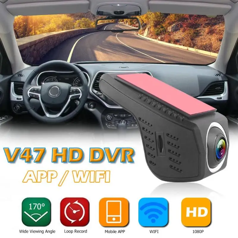 V47 WiFi Автомобильная dvr камера FHD 1080p 170 градусов объектив Dashcam видео рекордер черный красный HD ночного видения автомобильные электронные аксессуары