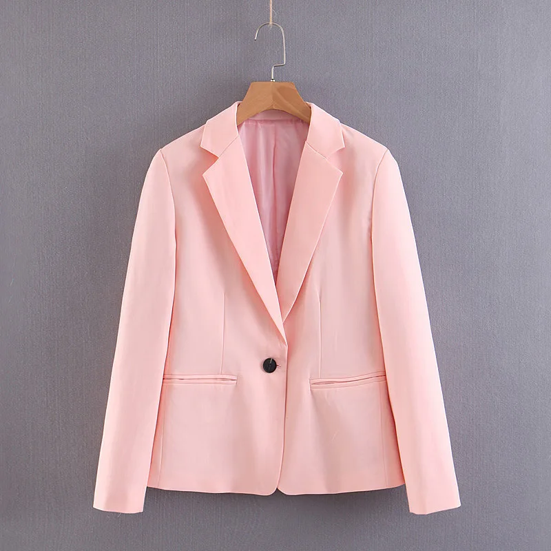 

2019 Western Style Spring And Summer WOMEN'S Dress New Style Pink One-Button Slim Fit Suit WOMEN'S Suit Jacket