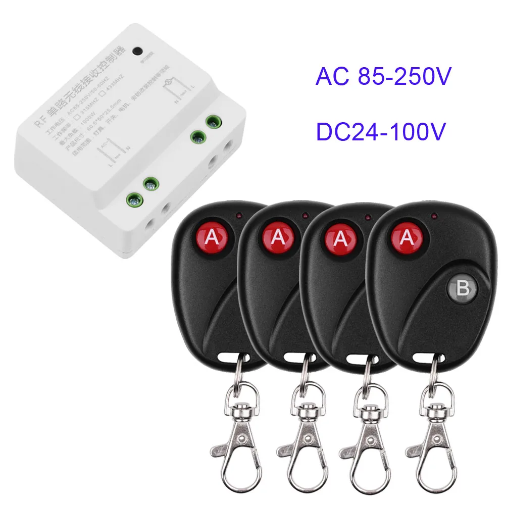 AC 110V 220V 1 CH Пульт дистанционного управления приемник беспроводной Радиочастотный черный передатчик для зала спальни лампа ВКЛ. Выкл. 433 Mhz - Цвет: 4