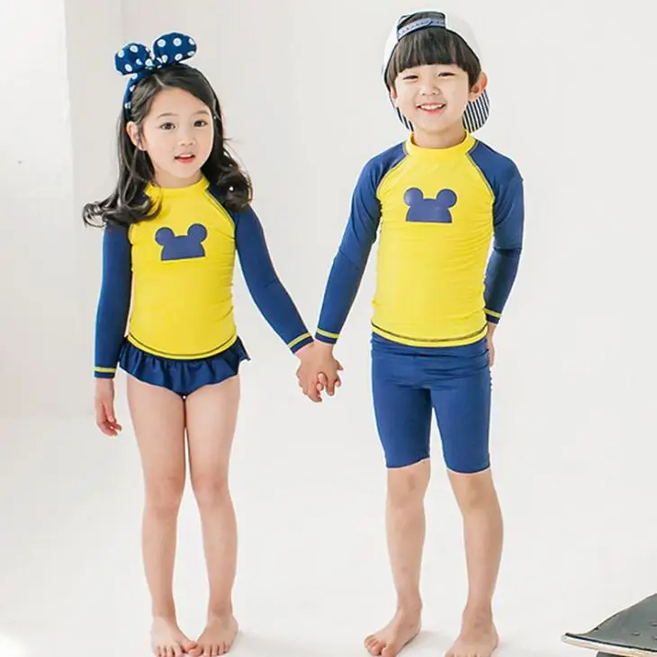 

KID'S Swimwear Men And Women Children Girls Sun-resistant Long Sleeve Split Type Tour Bathing Suit Big Boy Quick Service Swimwea
