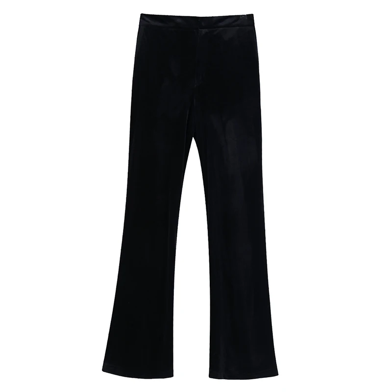 Винтажные прямые брюки, женские модные бархатные однотонные брюки, элегантные женские длинные штаны с эластичной резинкой на талии, шикарные Панталоны - Цвет: PIC
