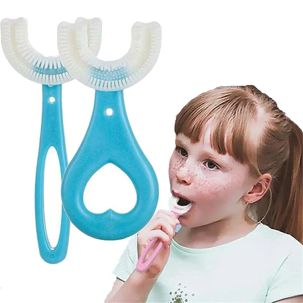 Kids Toothbrush U-Shape 360 Degree Infant Teether Baby Toothbrush Children Silicone Brush For Toddlers Oral Care Cleaning