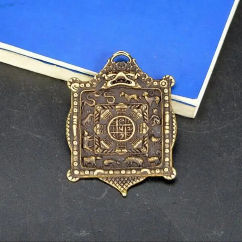 

Chinese Pure brass Twelve Zodiac animal amulet small pendant
