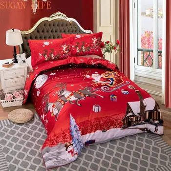 

10Merry Christmas printed Bedding Set for comforter Single Double Queen King Single sizes bed linens set Xmas Christmas gift
