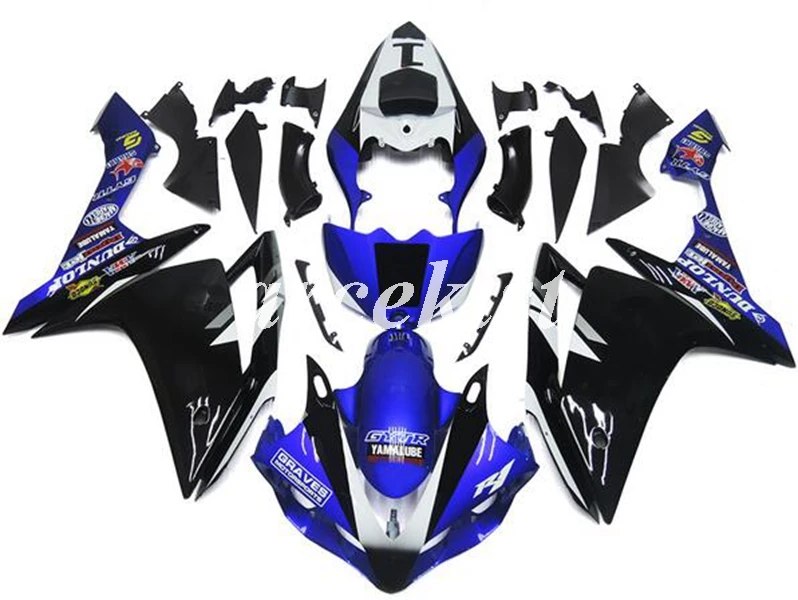 4 подарки литьевая Форма ABS мотоцикл обтекатели комплект подходит для YAMAHA YZF-R1 2007 2008 07 08 корпус набор на заказ Белый Синий Черный
