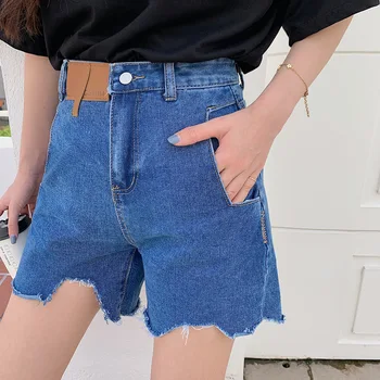 

[Ovann] 7415 Irregular Torn Edge Denim Shorts Female Summer 2020 New Style High-waisted Slimming Loose Pants Female