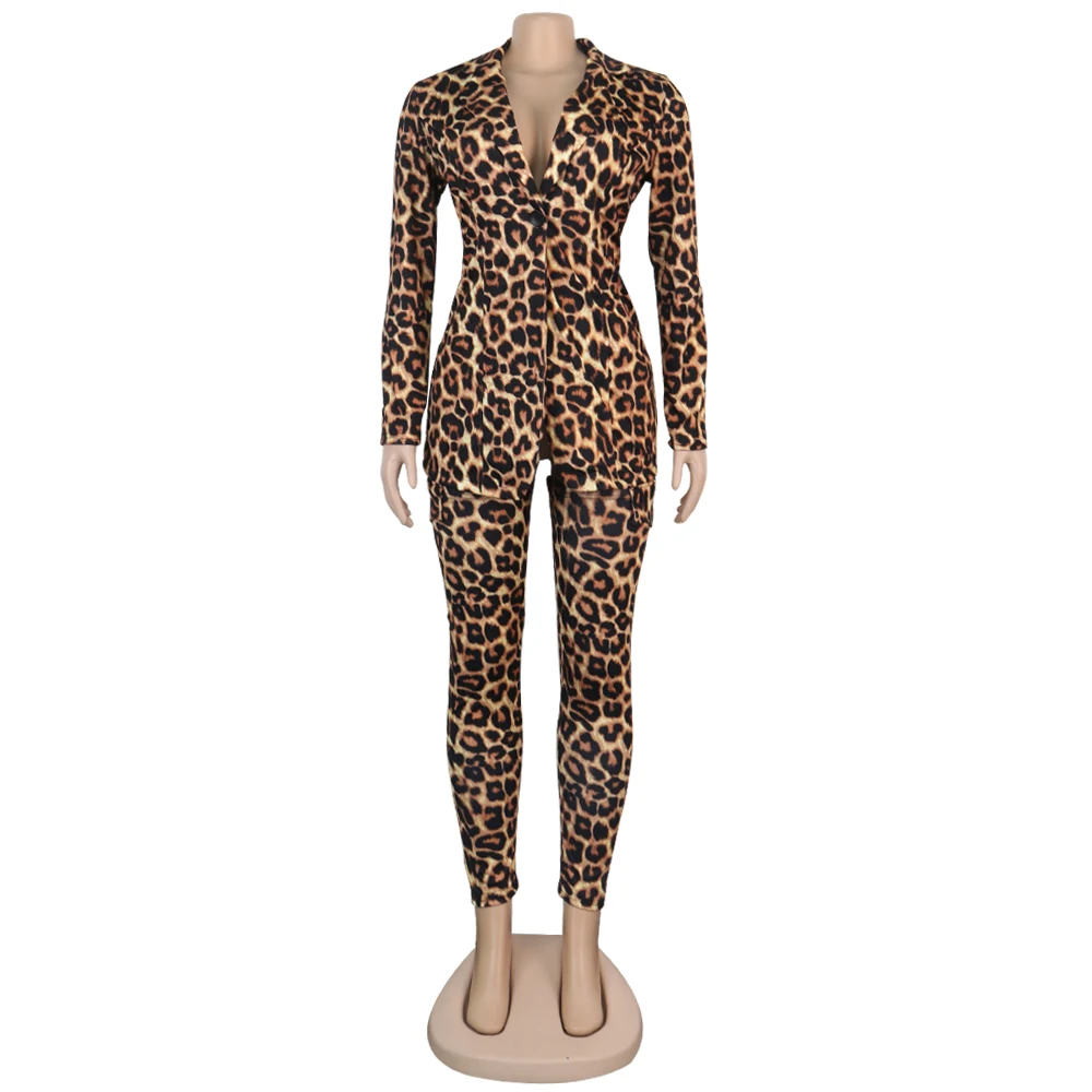 ZOOEFFBB, сексуальная клубная одежда, камуфляжный леопардовый комплект размера плюс из двух предметов, Женский фестивальный Топ и штаны, осенний костюм из 2 предметов, комплекты для дня рождения - Цвет: leopard