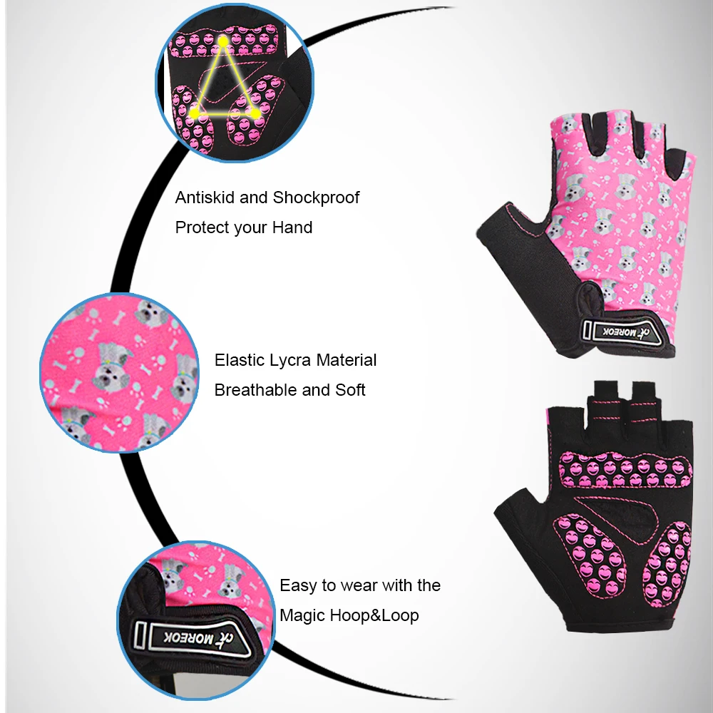 Kids Cycling Gloves BIKINGMOREOK Balance Bike Gloves Gel Pad Bicycle Gloves Half Finger Monkey Bar for Boy Girls 3-10 Age