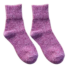 Женские носки, Осень-зима, теплые толстые шерстяные мягкие носки, женские однотонные Повседневные носки, милые женские носки фиолетового цвета для девочек