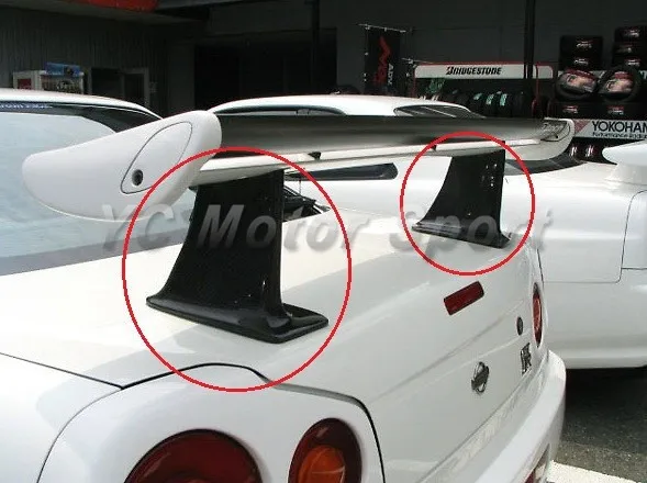 1999-2002 Nissan Skyline R34 GTT GTR Jun Style Rear Spoiler Higher Legs CF (9)
