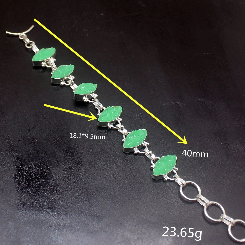 Gemstonefactory Jewelry Big Promotion Single Unique 925 Silver Sparkling Green Titanium Women Bracelet 20cm 20210152