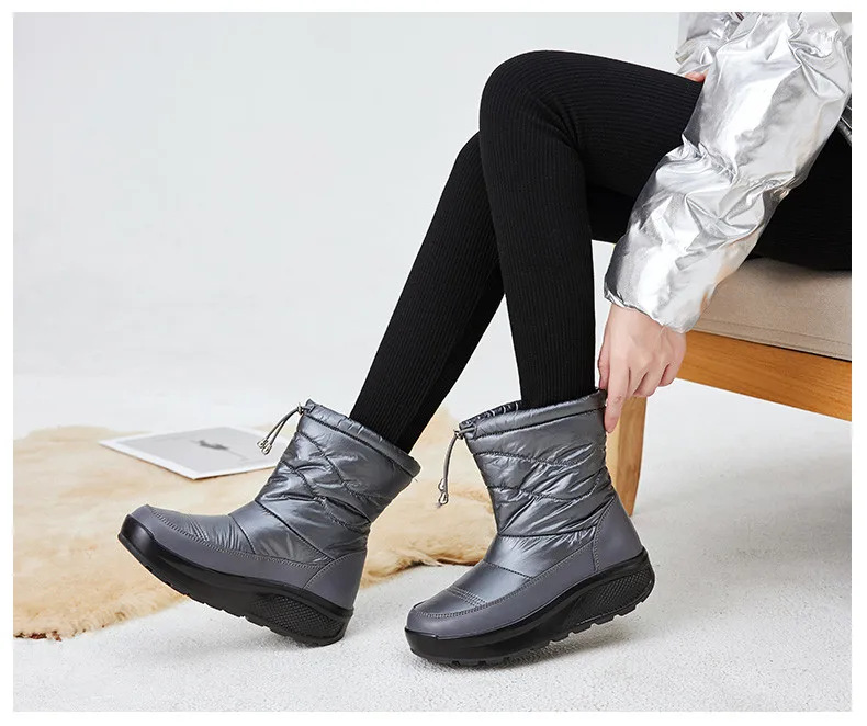 PINSEN New Women Winter Boots High Quality Comfortable Snow Boots Women Slip-on Keep Warm Ladies chunky Boots botas mujer