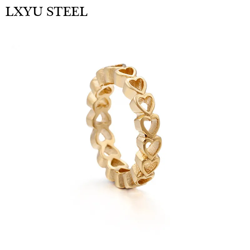 

New Fashion Stainless Steel Gold/Silver Color Female Ring Heart Finger Rings for Women Wedding Anniversary Jewelry