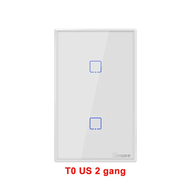Sonoff T0 US 2 gang Itead Sonoff T0US 120 Размеры 1/2/3 TX настенных выключателей Дистанционное управление переключатель Wi-Fi с границы работает с Alexa Google Home - Цвет: Sonoff T0 US 2 gang