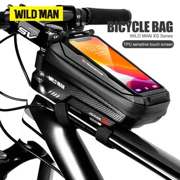WILD MAN X2 Borsa da bicicletta EVA Guscio rigido Touch screen impermeabile Bici da strada ad alta capacità Mountain bike Anti-vibrazione Ciclismo
