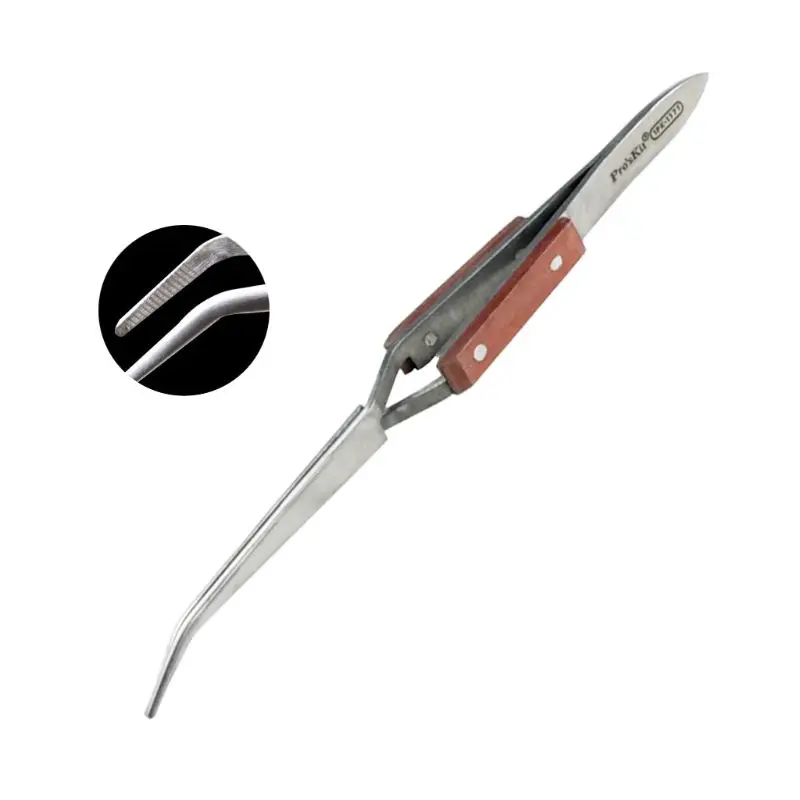 

OOTDTY 1PK-117T Curved Tip Tweezers Fiber Grip Cross Locking Jewelry Soldering Tweezer Dropshiping 63HF
