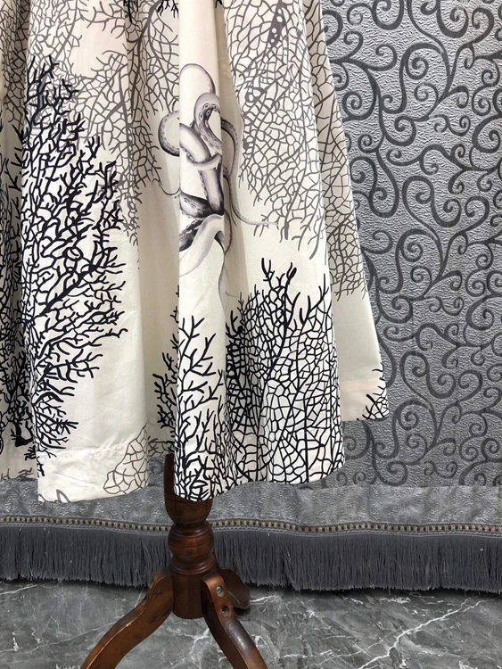 100%Cotton Women's Skirt 2021 Autumn High Quality Clothes Ladies Sexy Wild Prints Pocket Patchwork Large Swing Casual Skirts