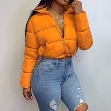 2021 Winter New Stand-up Collar Zipper Solid Color Warmth Thick Cotton-padded Jacket Slim Ladies Cotton-padded Jacket