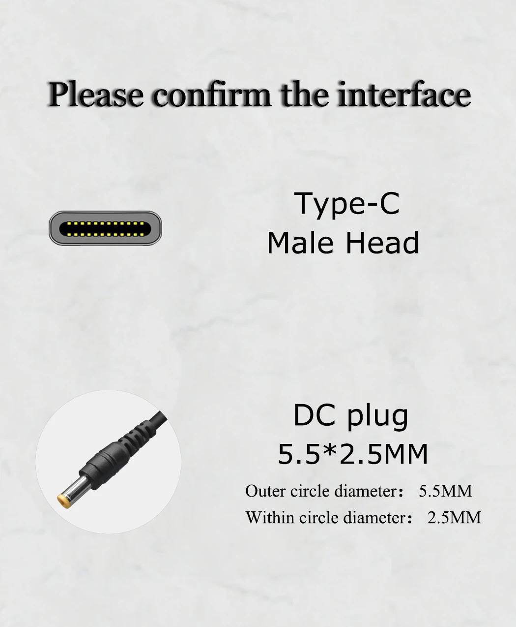 JORINDO 1.5M/4.9FT Type-C 수 헤드-DC 5.5*2.5MM PD 노트북 고속 충전 케이블, USB-C-5525 65W 케이블 20V 3.25A 65W