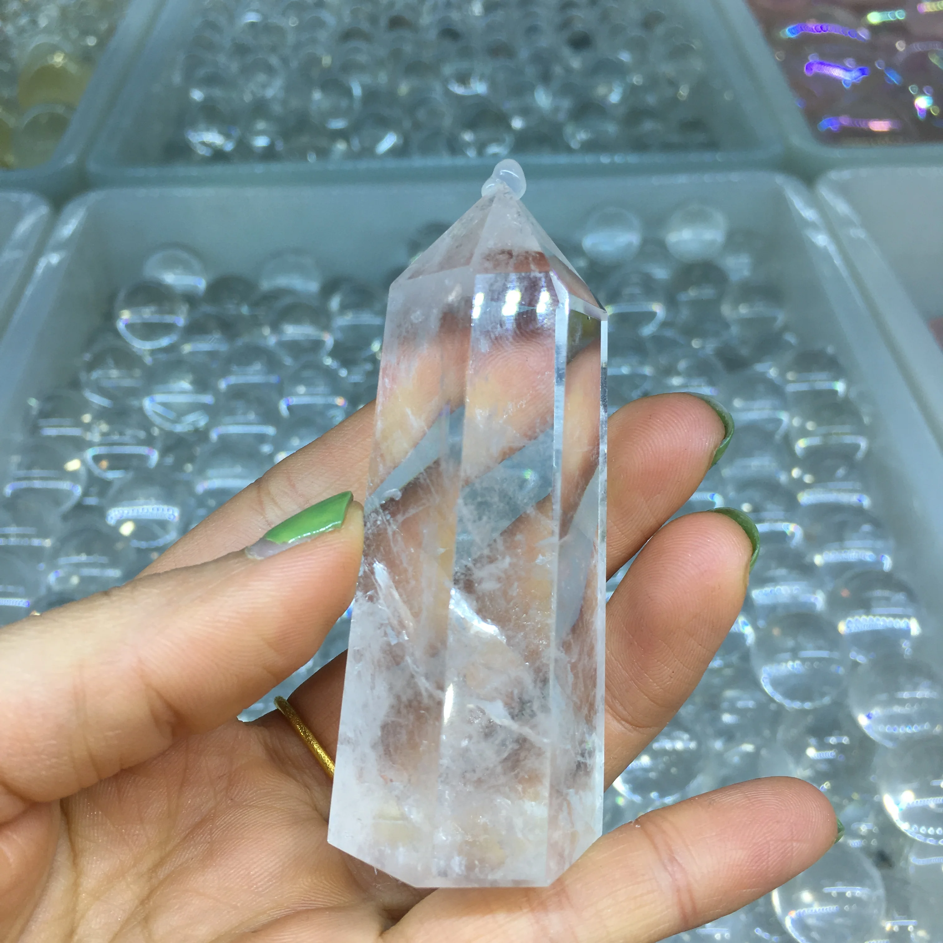 

1PC Natural Fusion quartz hexagonal column transparent Crystal Point Mineral Ornament Healing Wand Home Decor Gift Decoration