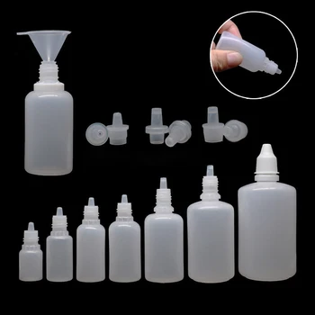 

50Pcs 100ml Wholesale Empty Plastic Squeezable Dropper Bottles Eye Juice Liquid Sample Eyes Drop Refillable Bottle + 10 Funnels