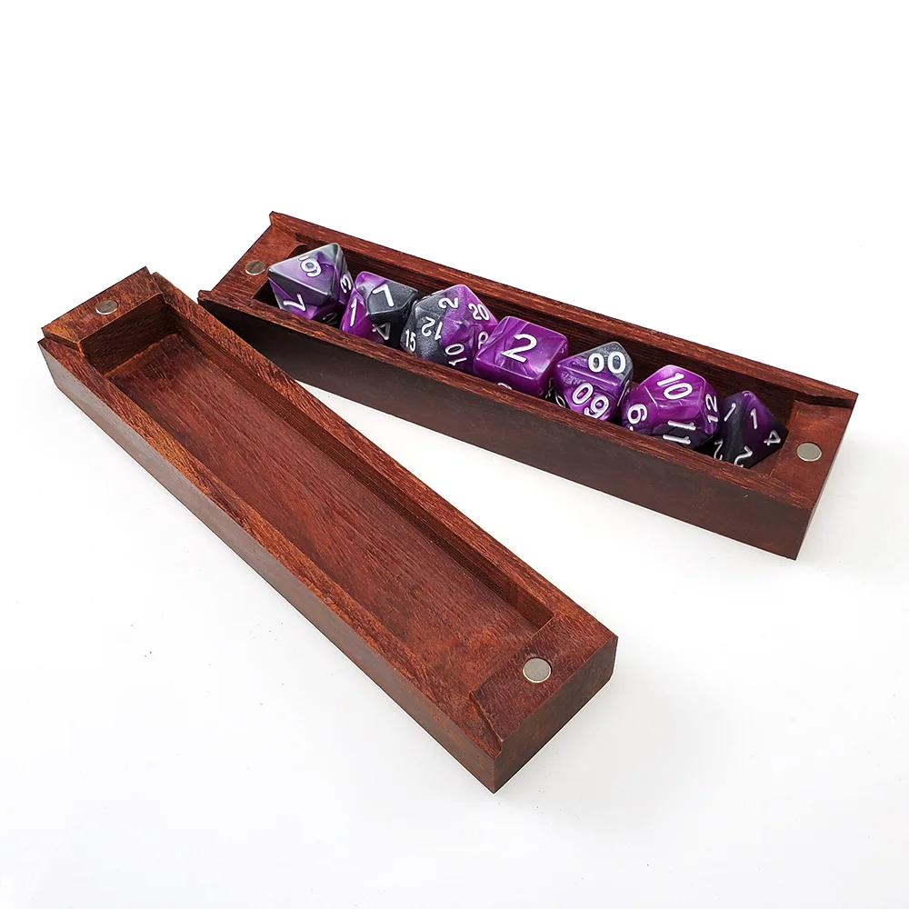 Dnd Dice Case Wooden Box Fit Standard D&d 7 Die Set For Polyhedral