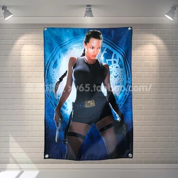 

"Tomb Raider Angelina Jolie" classic movie Sign Cloth Flag Four-Hole Hanging paintings Cafe Hotel Music Studio Decoration