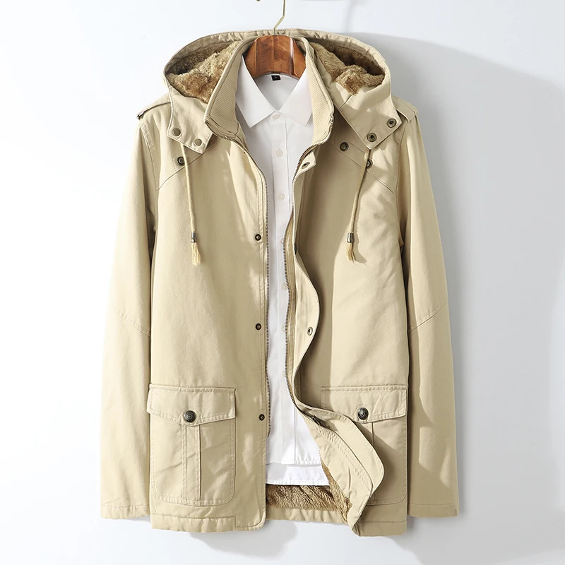 Британский стиль, 4 цвета, Зимняя Толстая флисовая Мужская Повседневная теплая куртка с капюшоном, ветровка, парка, пальто