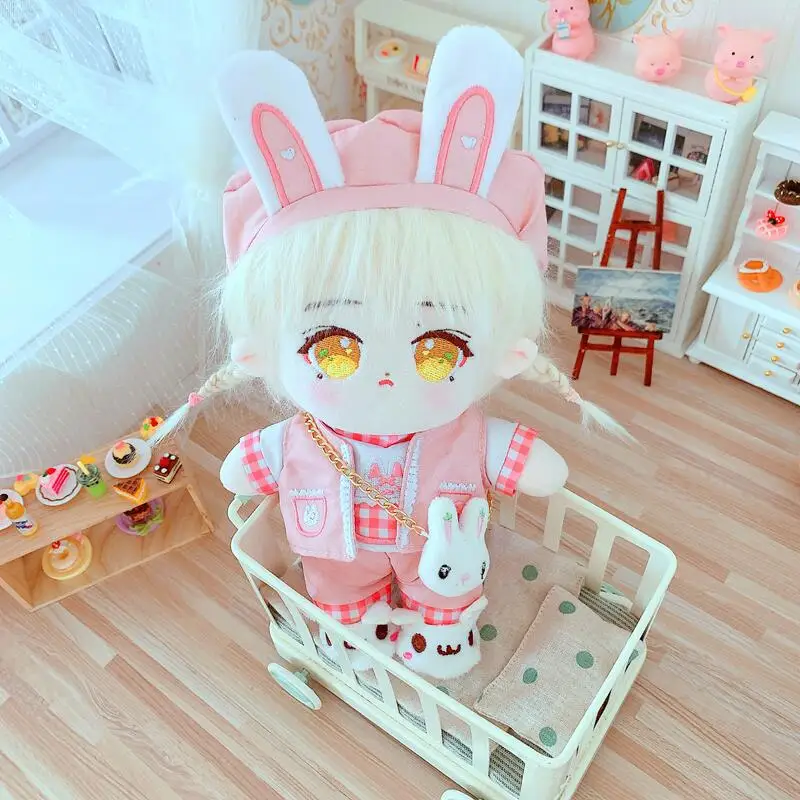 

20cm doll clothes Lovely Vest Rabbit Hat suits dolls accessories Korea Kpop EXO idol Dolls gift DIY change clothes Toys