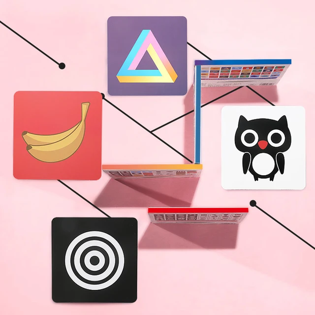 Baby Black White Flash Card Educational Baby Toys 0-36 Months High Contrast Visual Stimulation Flashcard Shape Sensory Toys 4