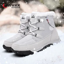 WWKK/женские ботинки; Водонепроницаемая зимняя обувь года; женские зимние ботинки; Теплые Зимние ботильоны на платформе с толстым мехом; Botas