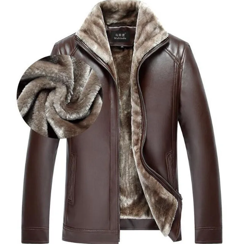 Мужская кожаная куртка, модный бренд, качественная, с флисовой подкладкой, мотоциклетная куртка-бомбер, пальто из искусственной кожи, мужская верхняя одежда, зимняя куртка