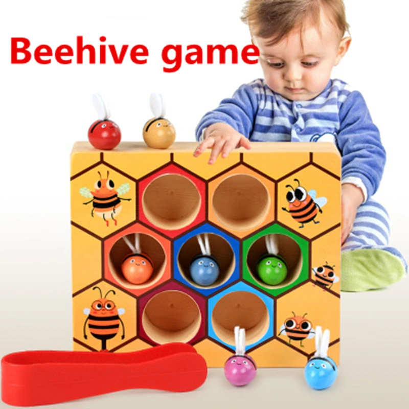 Hardworking bee детская деревянная игра Детские Игрушки для раннего возраста