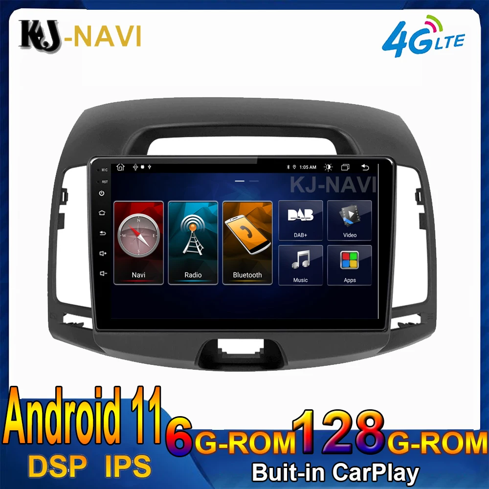 9 дюймовый Android 11 Carplay для Hyundai Elantra 4 HD 2006 - 2012 автомобильный радиоплеер