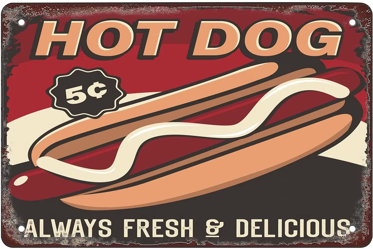 hot Dog Signage Poster Vintage Metal Tin Sign for Men Women Wall Decor Bars Restaurants Cafes Pubs 12x8 Inch | Дом и сад