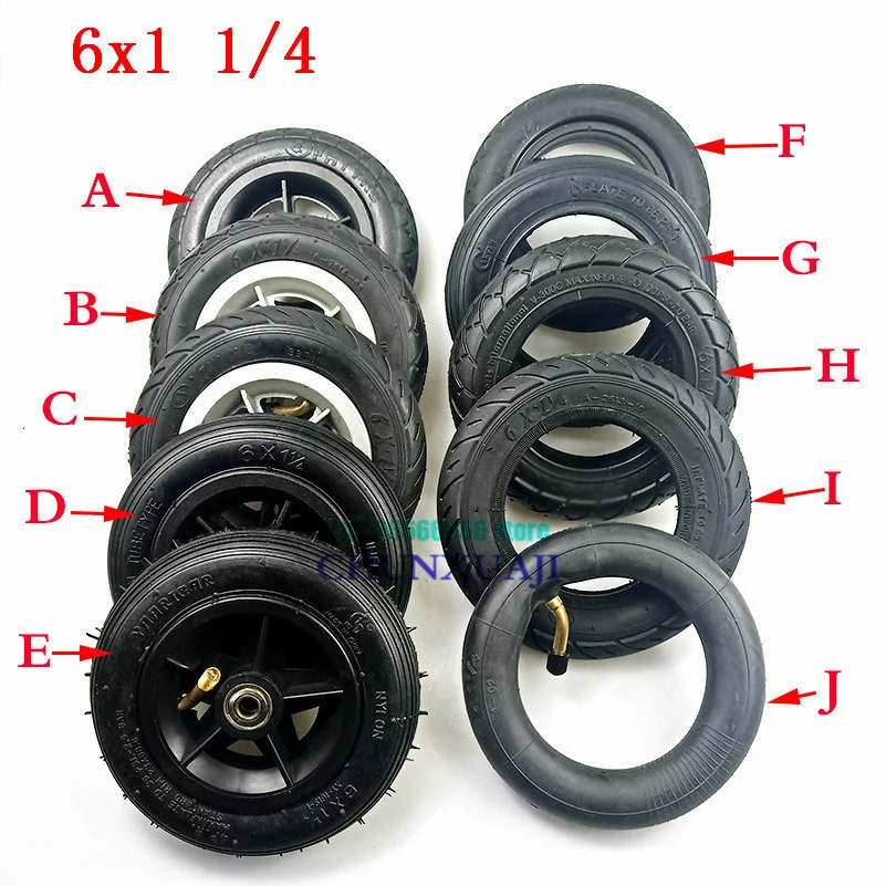 Scooter Wheel Tyre Inner Tube 6x1 1/4 solid or Pneumatic wheel tyre fits many gas electric scooters and e-Bike 6 inch tire inner tube 6x1.25 solid wheel tyres
