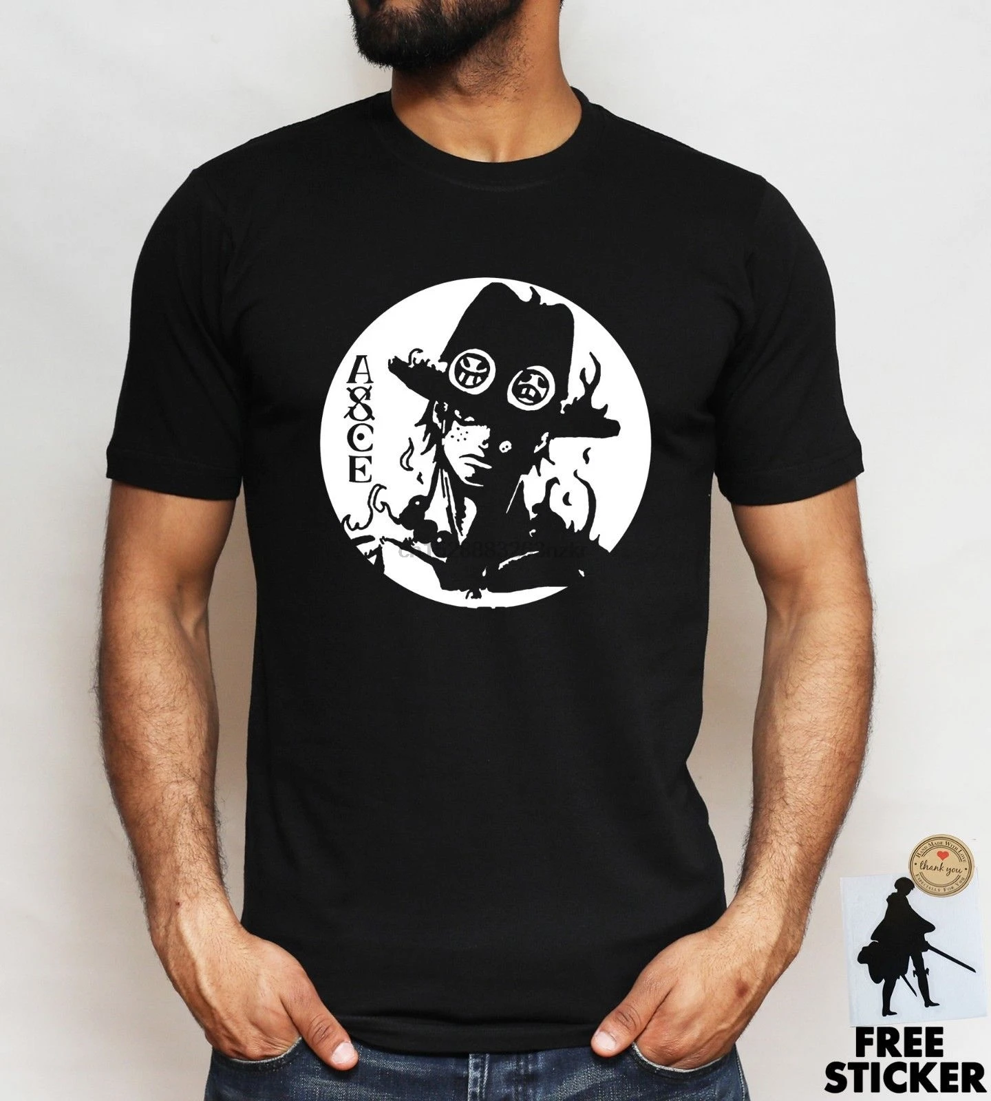 Футболка One Piece Portgas D Ace Luffy белая борода Пираты Аниме Топ манга футболки с принтом