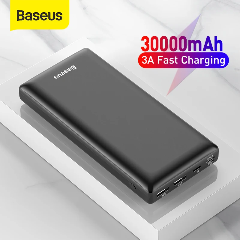 Baseus-Banco de energía de 30000mAh, Powerbank de carga rápida USB C, cargador de batería externo portátil para iPhone 1112 Pro, Xiaomi Pover