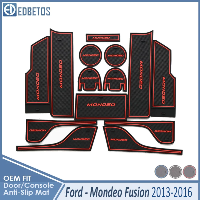 Противоскользящий коврик для Ford Mondeo Fusion 2013 в MK5 аксессуары для ворот слот подставка противогрязный Коврик для двери - Название цвета: Mondeo 13-16 Red