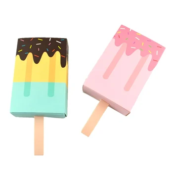 

10Pcs Ice Cream Shape Party Gift Boxes Candy Cookie Bags Cartoon Gift For Guest Kids Baby Shower Birthday Party Decoration