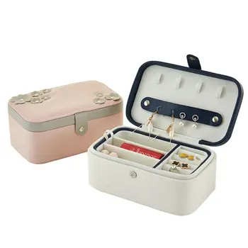

2020 Leather Jewelry Box Storage Organizer Necklace Bracelet Earring Case Holder Gift Portable Travel Jewelry Ornament Organizer