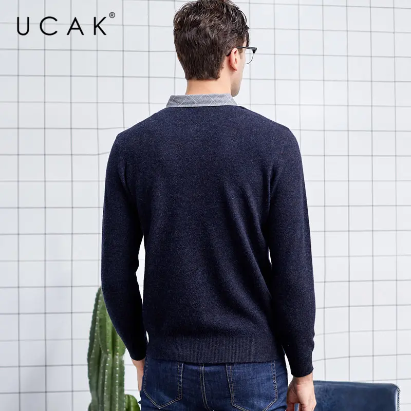 UCAK Brand Merino Woolen Sweater Men Autumn Winter Thick Warm Cashmere Twinset Men Streetwear Fashion Casual Pullover Men U3051 UCAK Brand Merino Woolen Sweater Men Autumn Winter Thick Warm Cashmere Twinset Men Streetwear Fashion Casual Pullover Men U3051