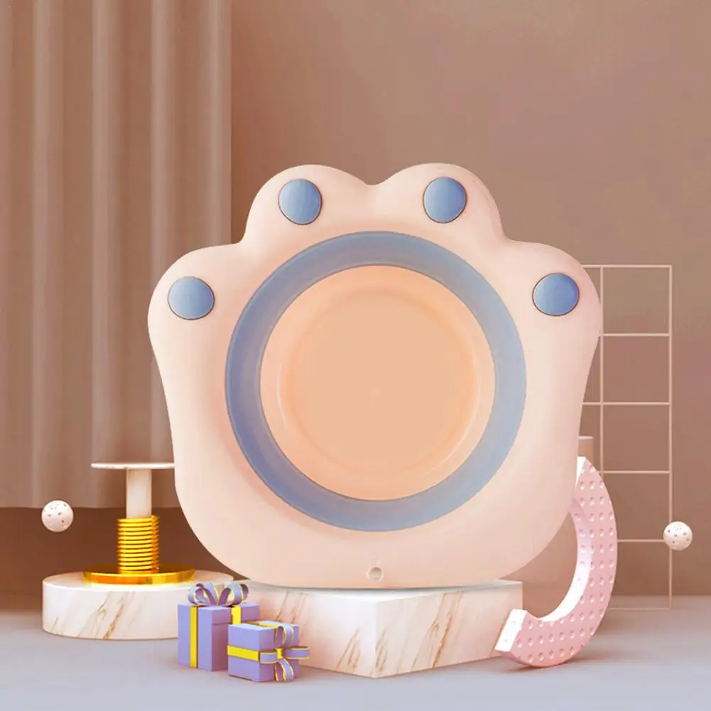 Baby Washbasin Portable Folding Basin Reusable Plastic Pink Children's Washbasin Cartoon Shampoo Bath Face Foot Basin