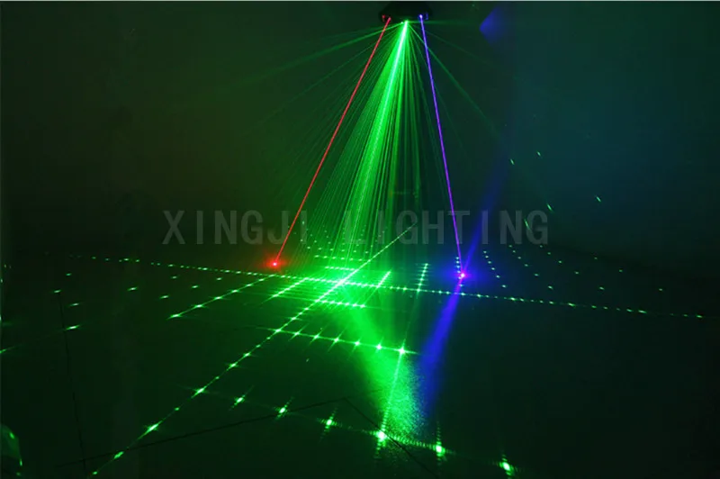 Стиль 4 линзы красный зеленый синий RGB луч линии шаблон сети DMX лазер дома PRO DJ шоу KTV Сканнер Освещение сцены клуба