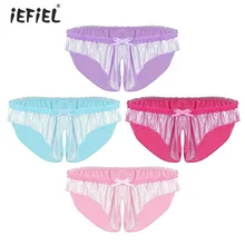 Мужское блестящее мягкое эластичное сексуальное женское белье Бикини трусы Танга нижнее белье с низкой посадкой с высоким вырезом мужские трусики трусы с вырезами нижнее белье