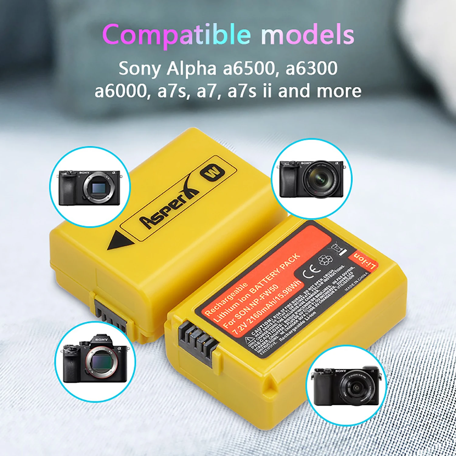 Batteria Sony NP-FW50 per fotocamere A7, A6000, A6500, A6300, A6400 e altro - 10 pacchi 24