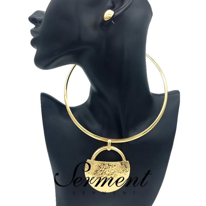 

SERMENT African Style Multi-Layered Necklace Gilded Silvered Color Exaggerated Necklace Pendant 2020 Fashion Jewelry For Women